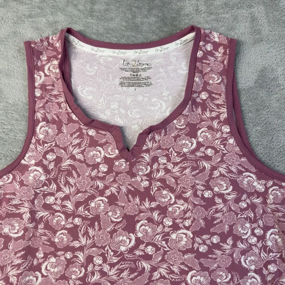 Live2Lounge Tank Top Womens Small Purple White Paisley Stretch Sleeveless Soft
